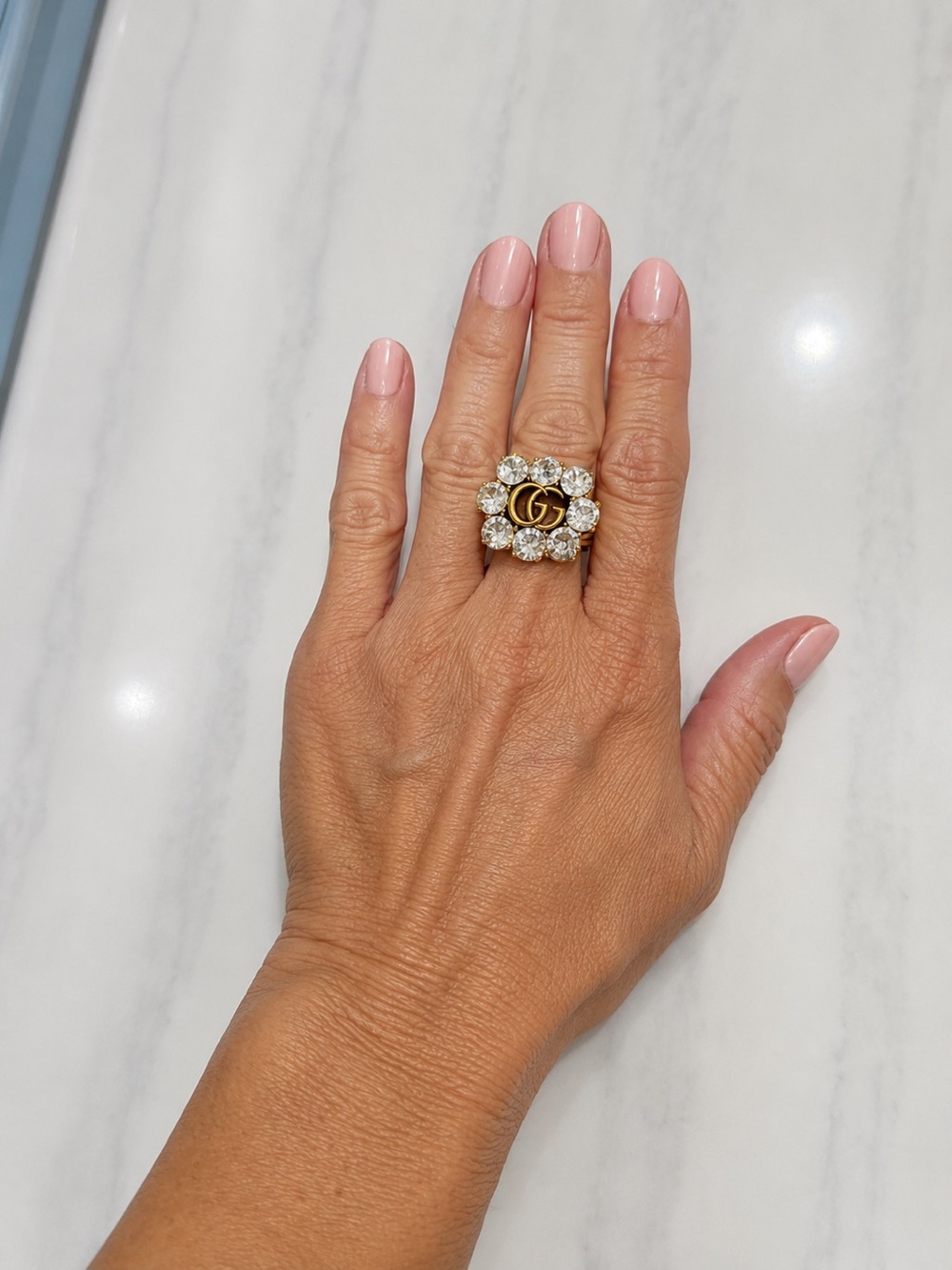 Gucci Gold-tone GG Crystal Cluster Ring
